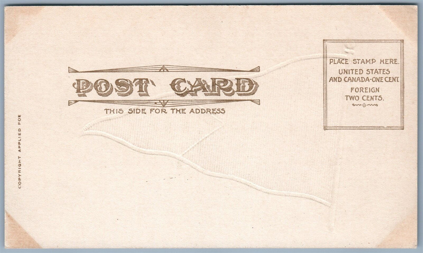 LEHIGH UNIVERSITY FLAG PENNANT ANTIQUE UNDIVIDED EMBOSSED POSTCARD BETHLEHEM PA