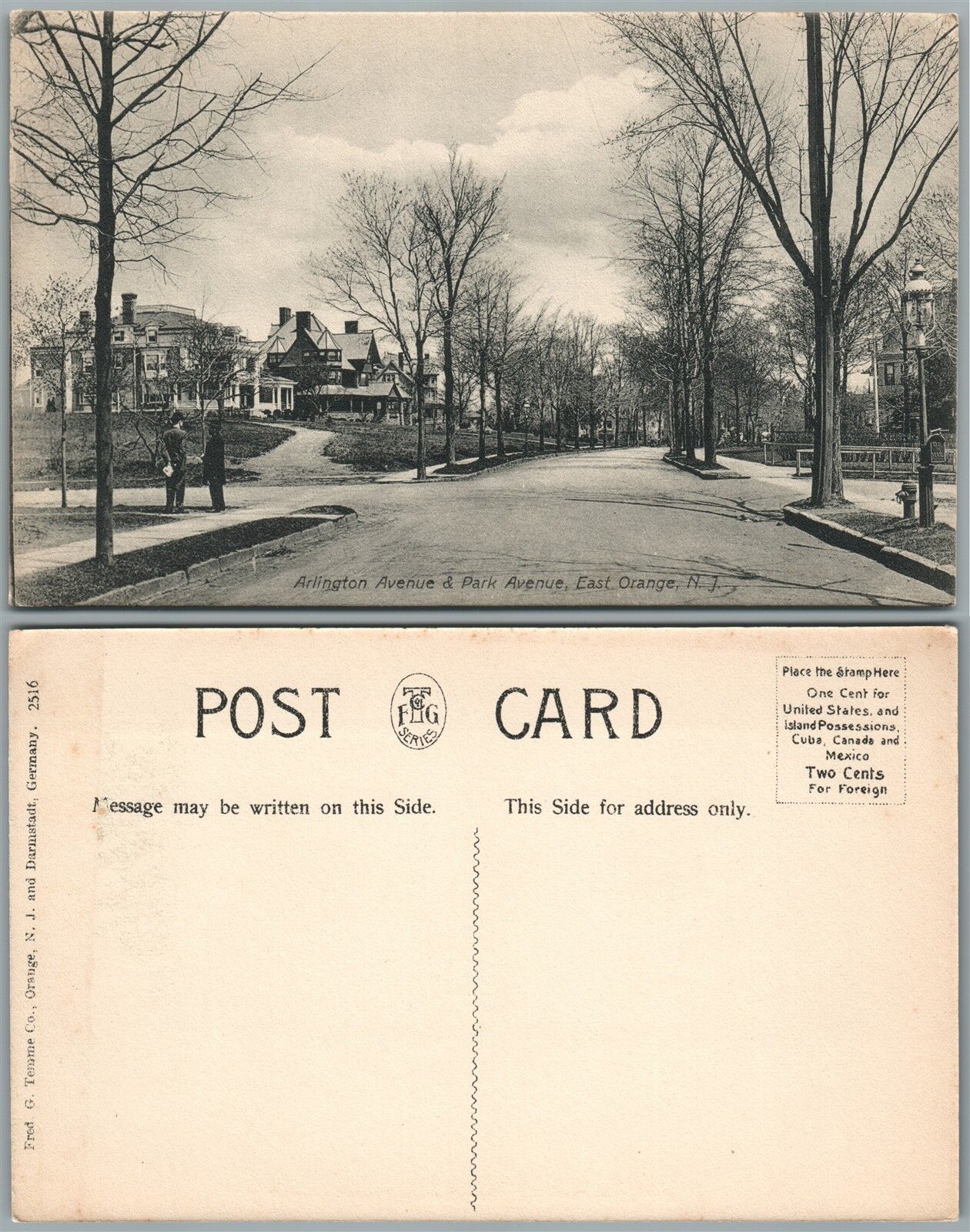 EAST ORANGE N.J. ARLINGTON & PARK AVENUE ANTIQUE POSTCARD