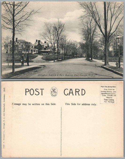 EAST ORANGE N.J. ARLINGTON & PARK AVENUE ANTIQUE POSTCARD