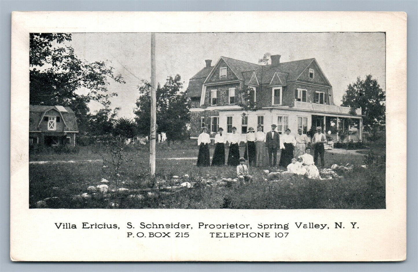 SPRING VALLEY NY VILLA ERICIUS ANTIQUE POSTCARD