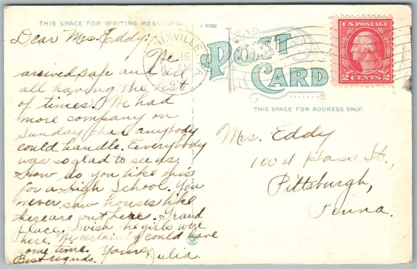 PHOENIXVILLE PA PHOENIX HIGH SCHOOL ANTIQUE POSTCARD