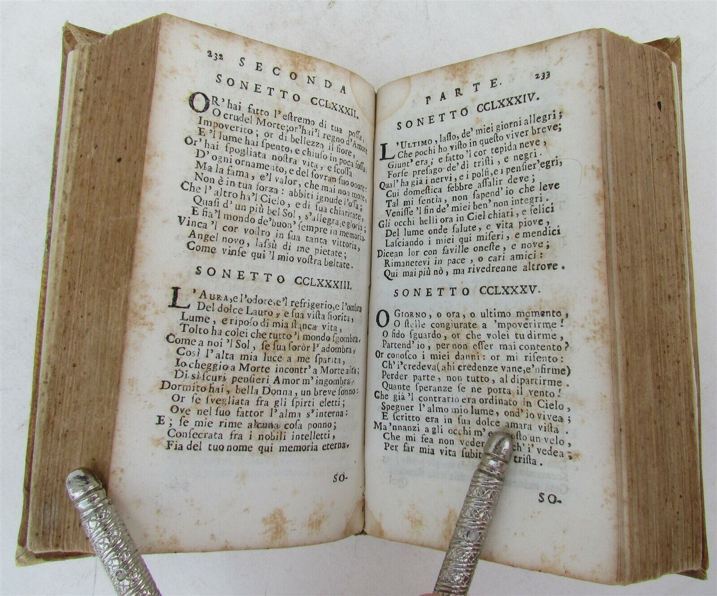 1739 POETRY by PETRARCH antique VELLUM BOUND book LE RIME DI FRANCESCO PETRARCA