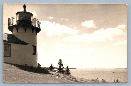 BEAR ISLAND ME LIGHTHOUSE & WESTERN WAY VINTAGE REAL PHOTO POSTCARD RPPC