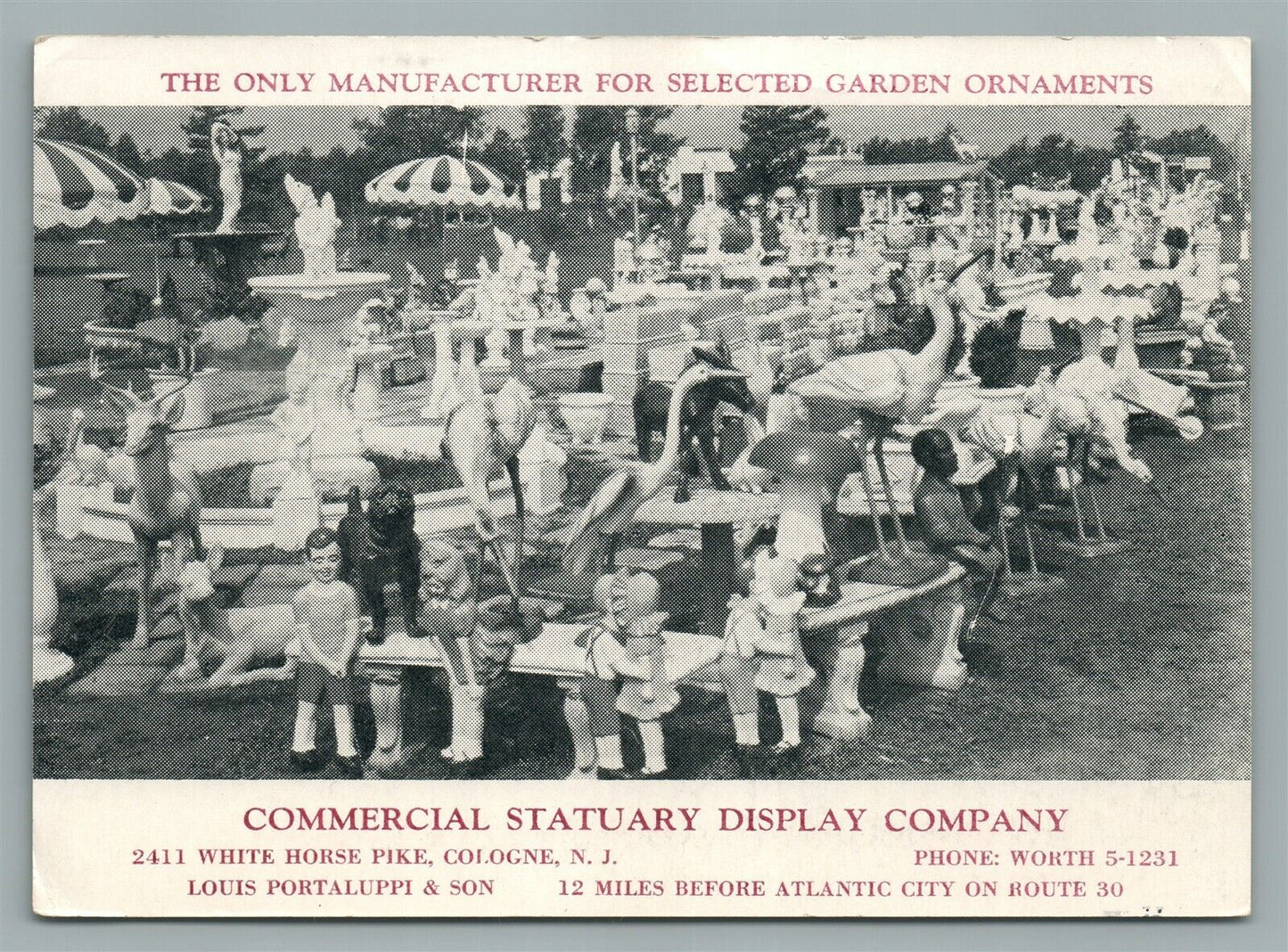 COLOGNE NJ COMMERCIAL STATUARY DISPLAY CO. ADVERTISING ANTIQUE POSTCARD