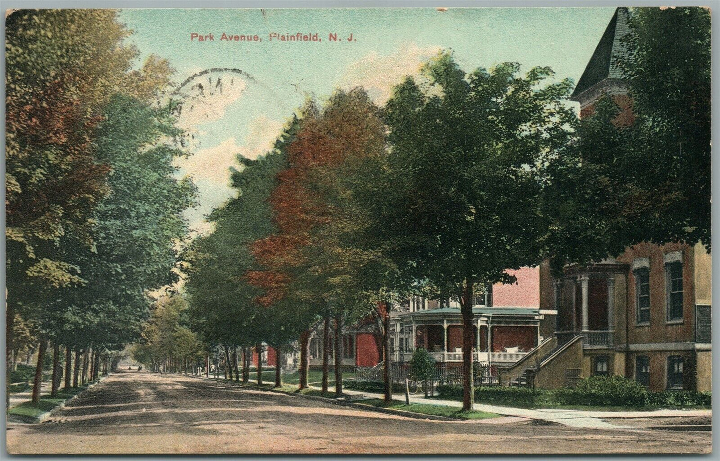 PLAINFIELD NJ PARK AVENUE ANTIQUE POSTCARD