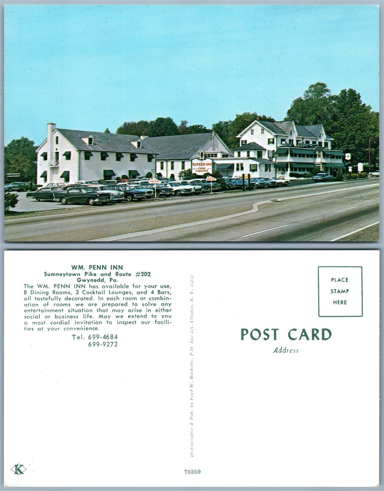 GWYNEDD PA SUMNEYTOWN PIKE & Rt. 202 Wm. PENN HOTEL VINTAGE POSTCARD