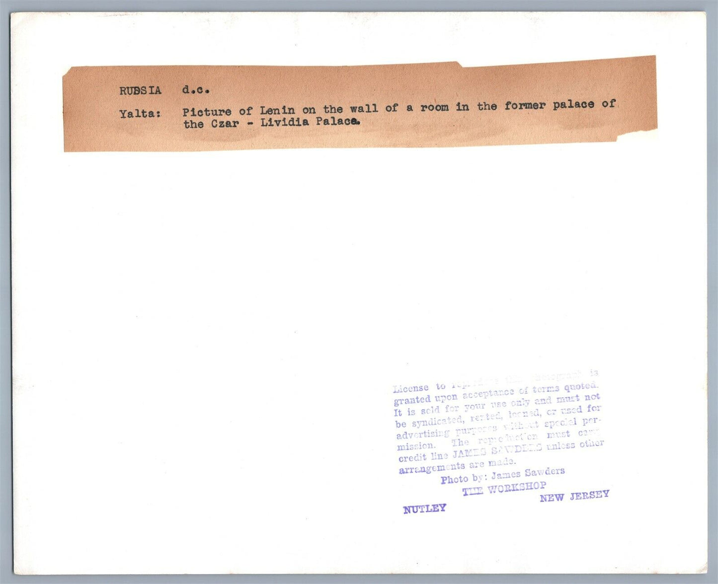 1930s RUSSIA TSAR NICHOLAS II in LIVADIA PALACE CRIMEA VINTAGE REAL PRESS PHOTO