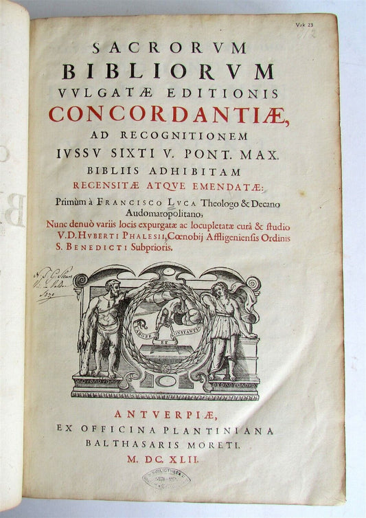 1642 BIBLE CONCORDANCE PLANTIN PRESS antique FOLIO Concordantiae Bibliorum