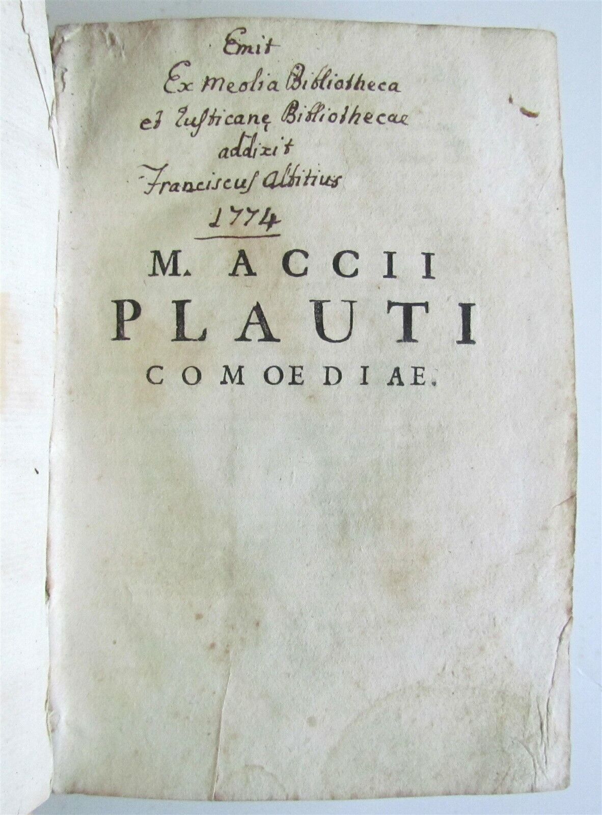 1725 M. Accii Plauti COMOEDIAE antique VELLUM BOUND