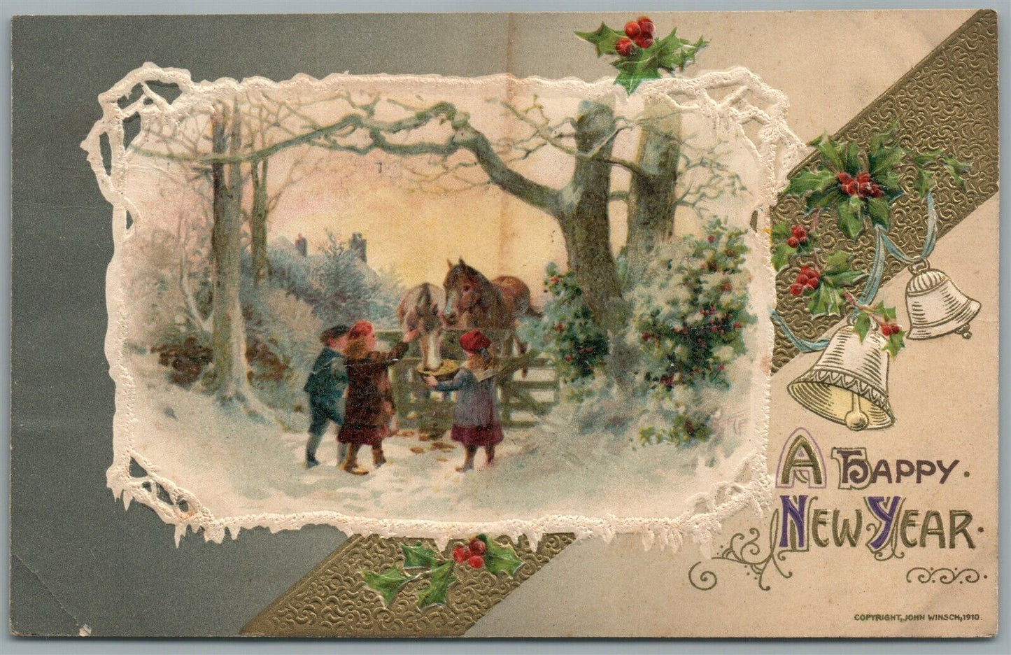 JOHN WINSCH NEW YEAR CHRISTMAS ANTIQUE POSTCARD