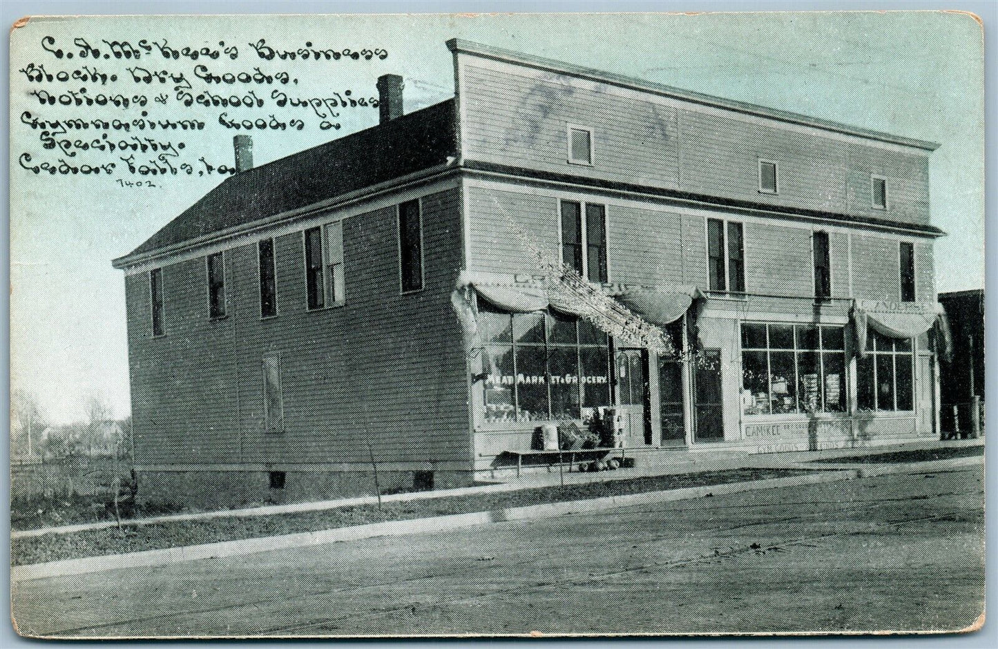 CEDAR FALLS IA BUSINESS BLOCK ANTIQUE POSTCARD