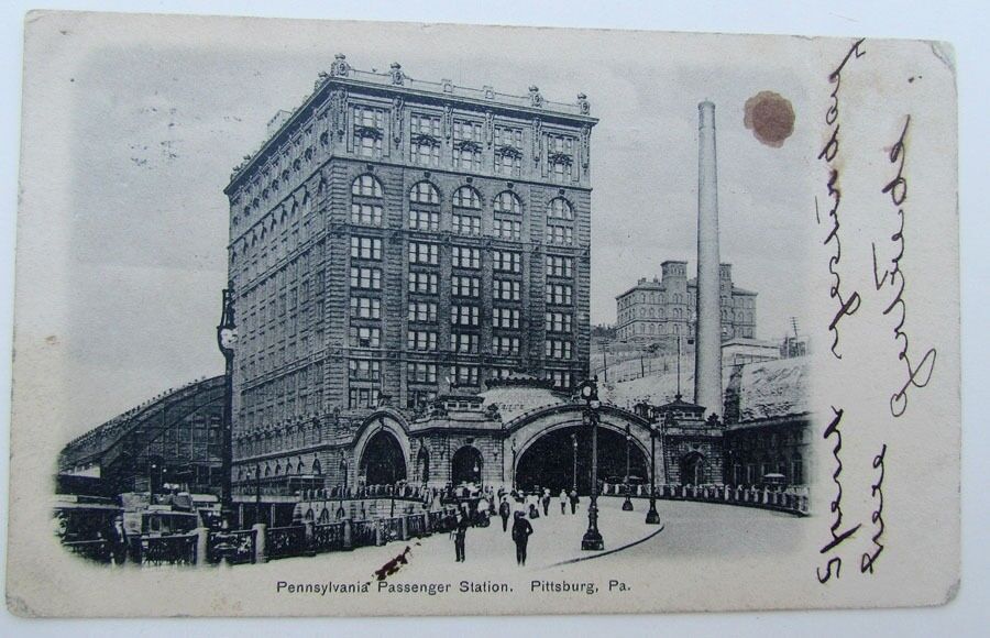 VINTAGE 1906 POSTCARD PENNSYLVANIA PASSENGER STATION PITTSBURG PA railroad train