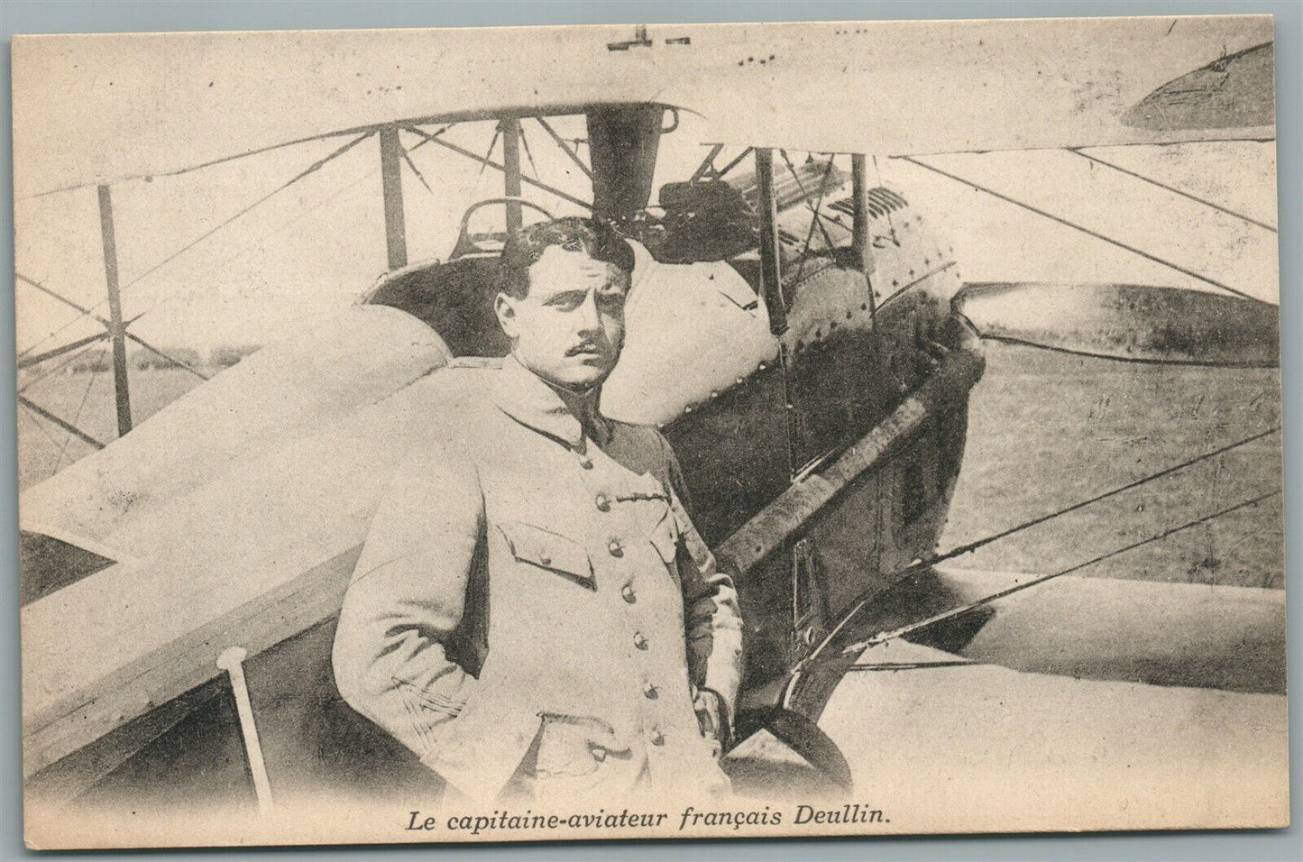FRENCH AVIATOR DEULLIN ANTIQUE POSTCARD EARLY AVIATION