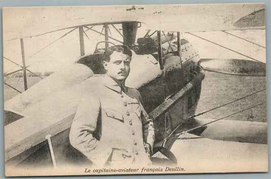 FRENCH AVIATOR DEULLIN ANTIQUE POSTCARD EARLY AVIATION