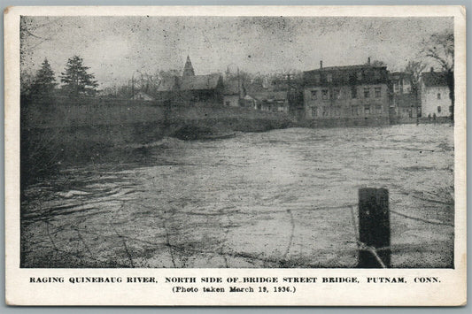 PUTNAM CT RAGING QUINEBAUG RIVER BRIDGE STREET BRIDGE ANTIQUE POSTCARD