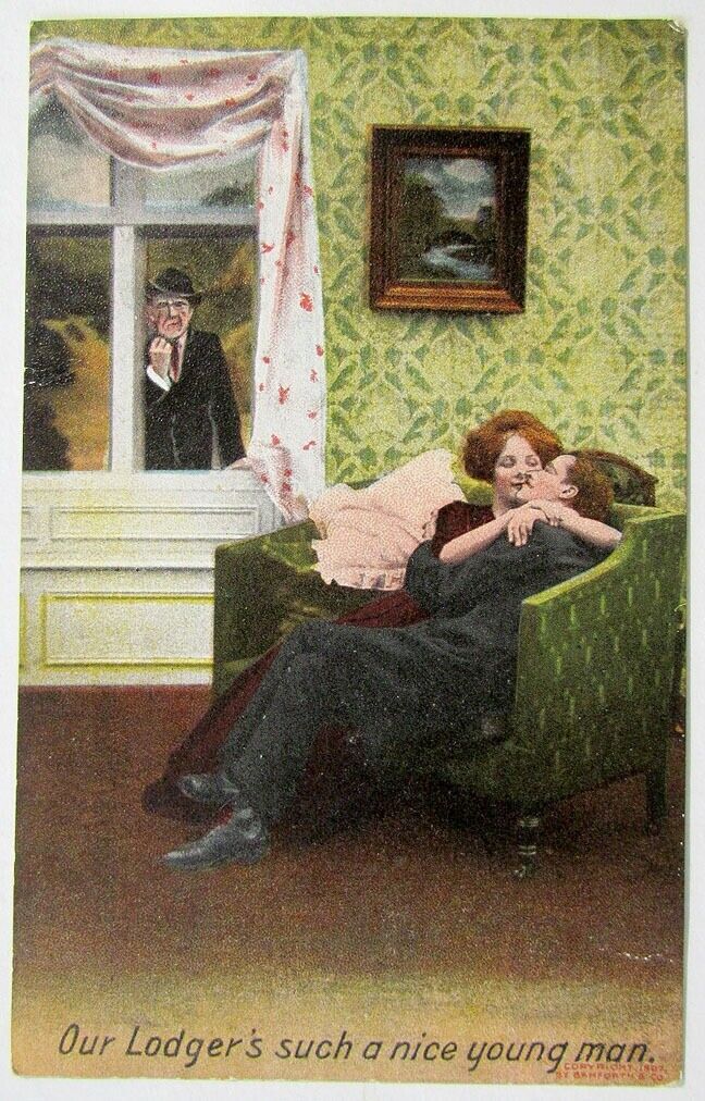 ANTIQUE ROMANTIC POSTCARD - HUSBAND & LOVERS