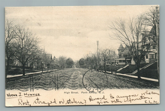 PERTH AMBOY NJ HIGH STREET ANTIQUE POSTCARD