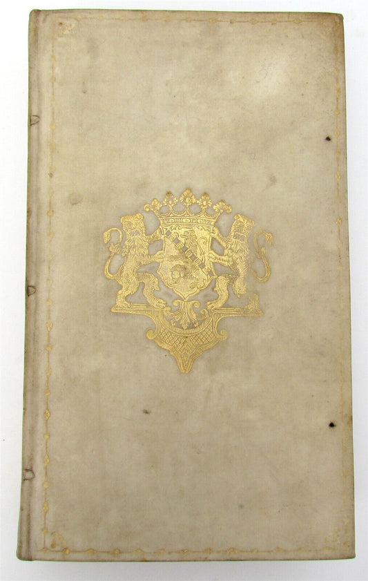 1824 Elogium Tiberii Hemsterhusii ARMORIAL VELLUM BINDING antique