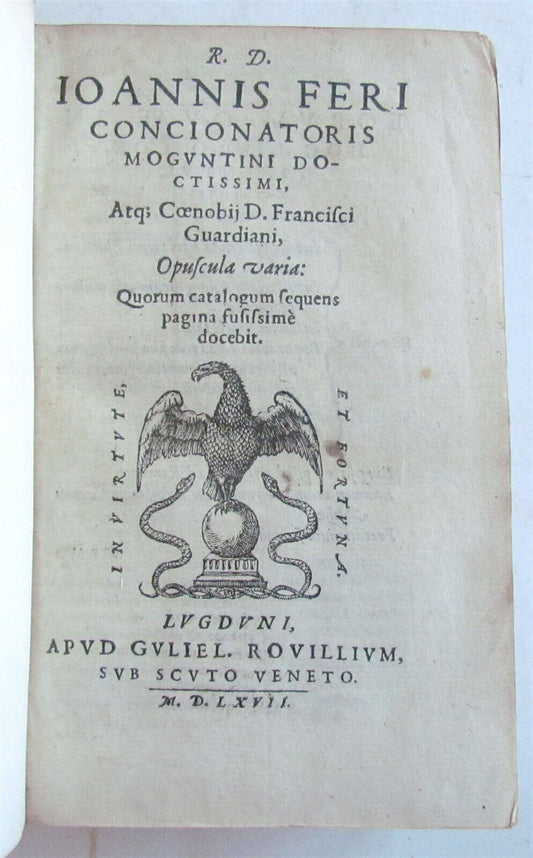 1567 Opuscula varia. by J. FERUS antique in LATIN 16th century