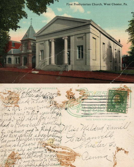 WEST CHESTER PA FIRST PRESBYTERIAN CHURCH ANTIQUE POSTCARD