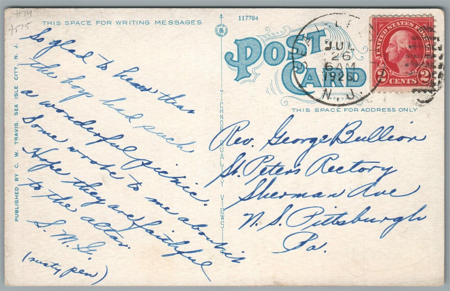 SEA ISLE CITY NJ SISTERS OF MERCY OF PITTSBURGH ANTIQUE POSTCARD