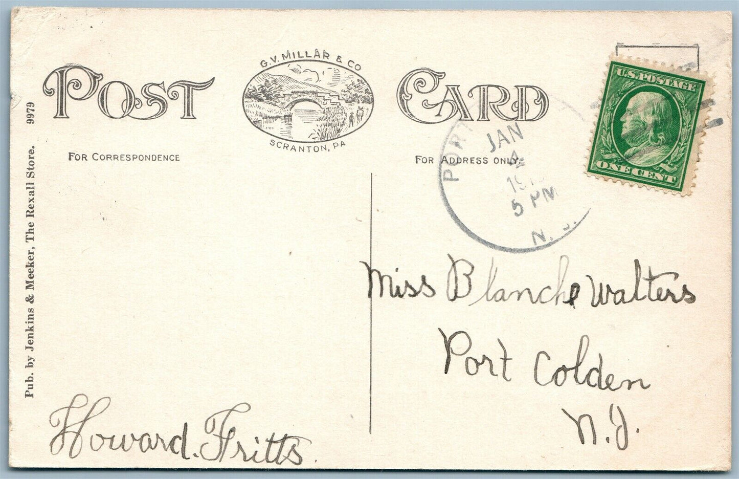 WASHINGTON NJ M.E. CHURCH & PARSONAGE ANTIQUE POSTCARD