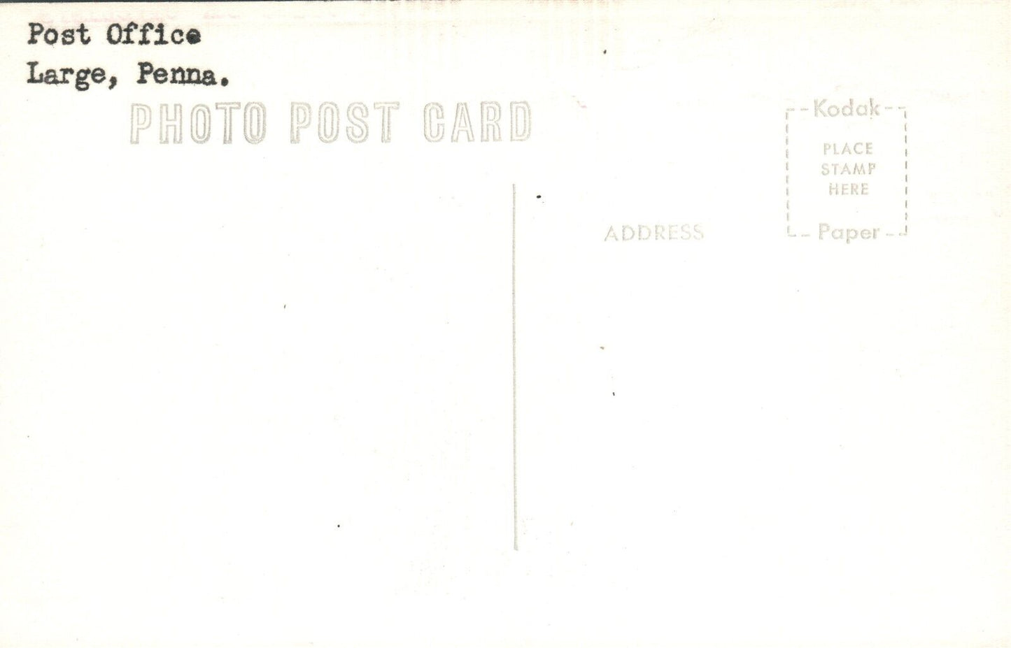 LARGE PA POST OFFICE VINTAGE REAL PHOTO POSTCARD RPPC