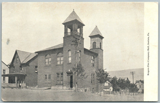 JUNIATA PA ROGERS FIRE COMPANY HALL ANTIQUE POSTCARD