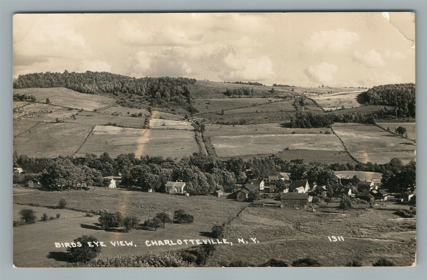 CHARLOTTEVILLE NY BIRDS EYE VIEW ANTIQUE REAL PHOTO POSTCARD RPPC