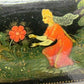 RUSSIAN PALEKH LACQUER BOX SCARLET FLOWER handpainted SIGNED vintage paper mache