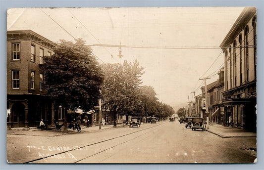 ASHLAND PA 7th CENTRE STS 1932 ANTIQUE REAL PHOTO POSTCARD RPPC