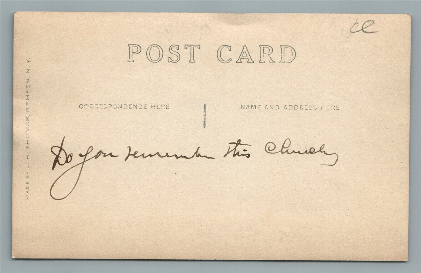 REMSEN NY THE STONE CHURCH ANTIQUE REAL PHOTO POSTCARD RPPC