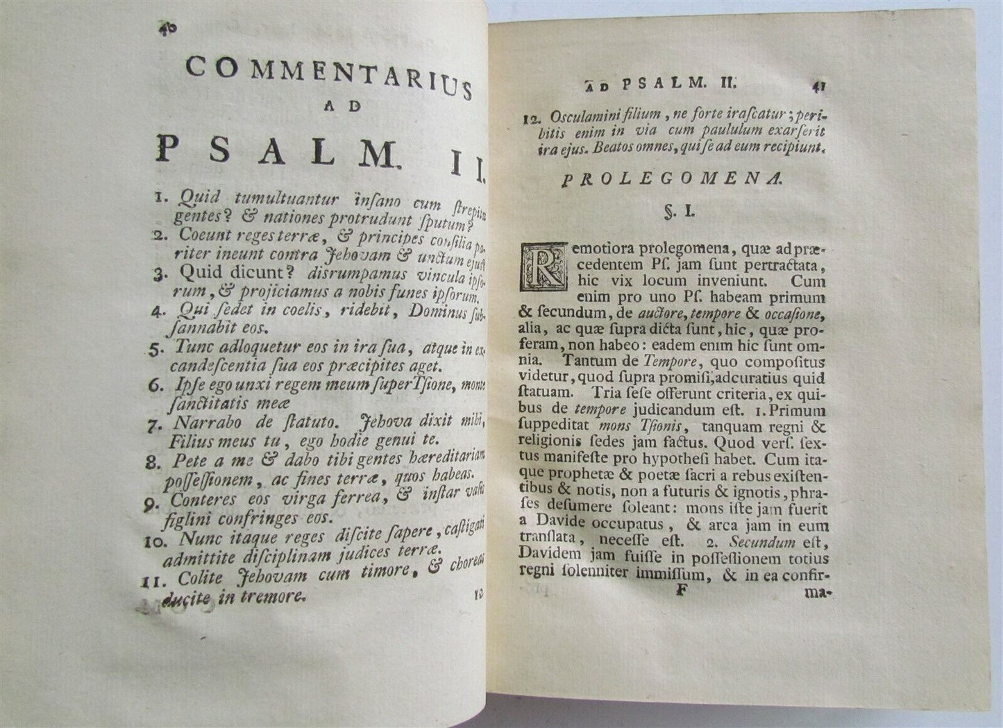 1762 Commentarius ad Psalmos by HERMAN VENEMA antique VELLUM BINDING