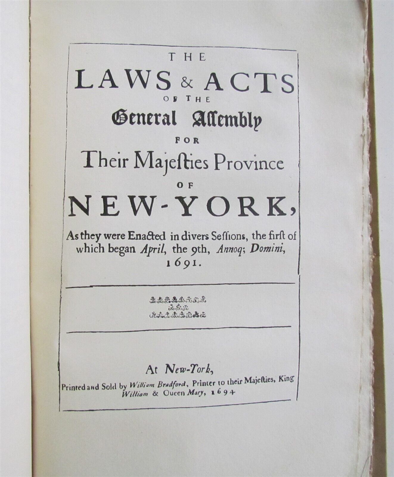 1894 FACSIMILE of LAWS & ACTS of GENERAL ASSEMBLY of NEW YORK antique VELLUM