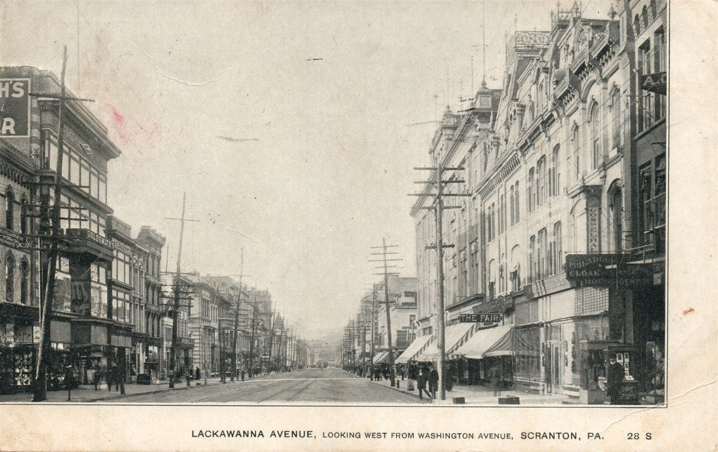 SCRANTON PA LACKAWANNA AVENUE 1907 UNDIVIDED ANTIQUE POSTCARD