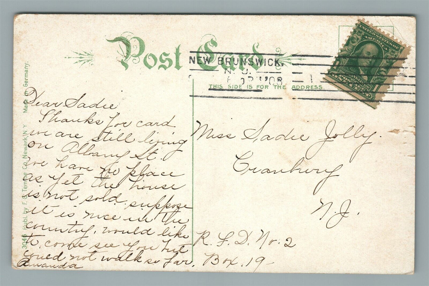 NEW BRUNSWICK NJ BOAT CLUB FLEET ANTIQUE POSTCARD