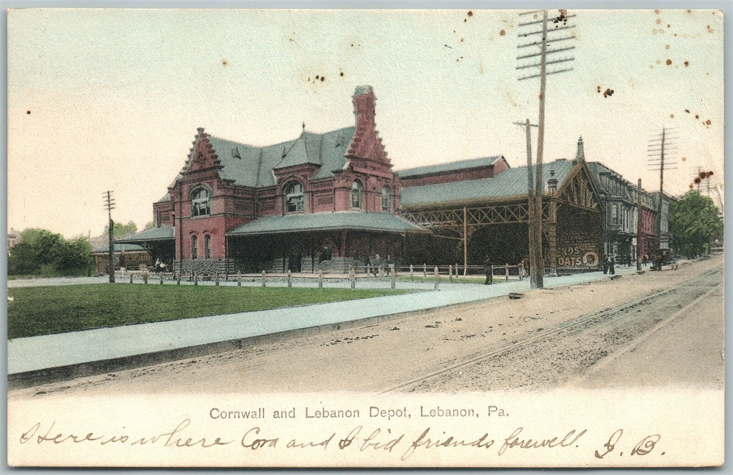 LEBANON PA RAILROAD DEPOT UNDIVIDED 1907 ANTIQUE POSTCARD railway train station