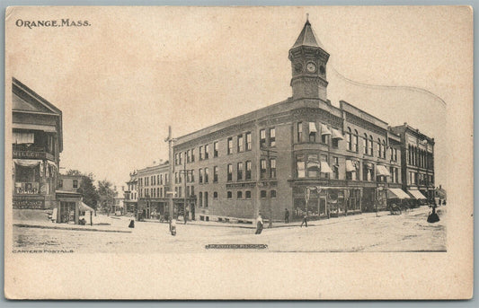 ORANGE MA MANN'S BLOCK ANTIQUE POSTCARD