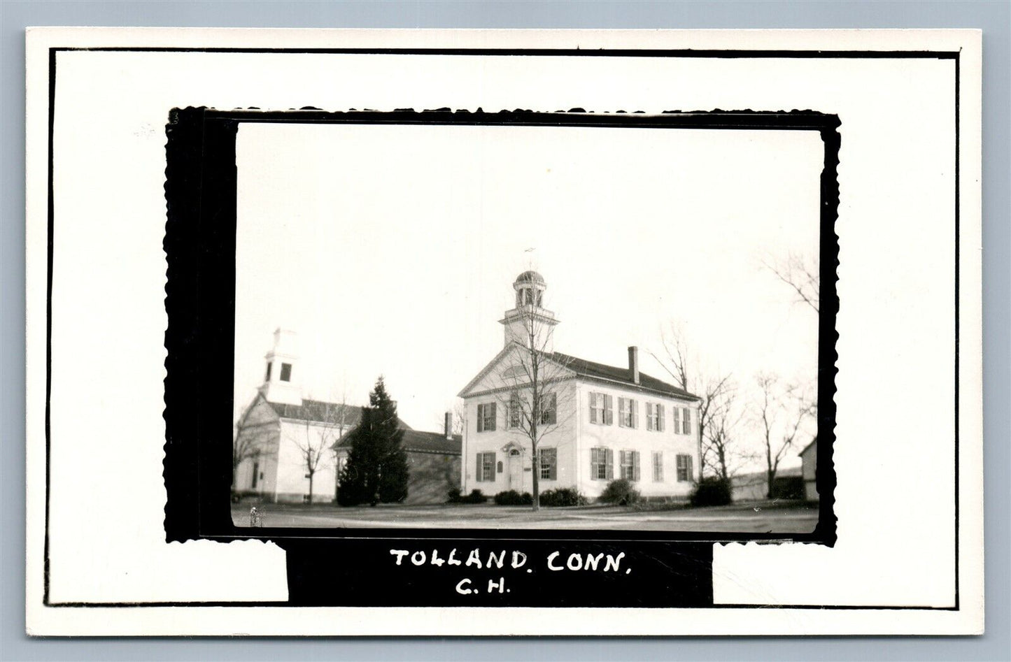 TOLLAND CT COURT HOUSE ANTIQUE REAL PHOTO POSTCARD RPPC