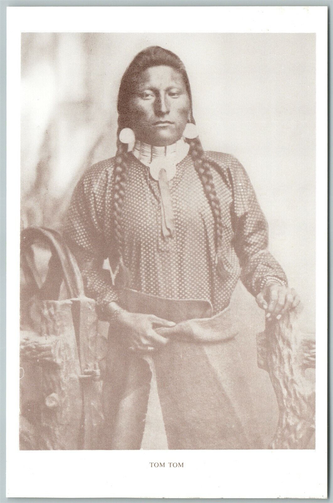 AMERICAN INDIAN TOM TOM UNDIVIDED ANTIQUE POSTCARD