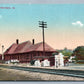 DENISON IA I.C. DEPOT ANTIQUE POSTCARD railroad railway train station