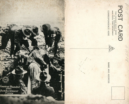 AMERICAN WOUNDED AFTER BOMBARDMENT OF FRANCE WWI RED CROSS ANTIQUE POSTCARD