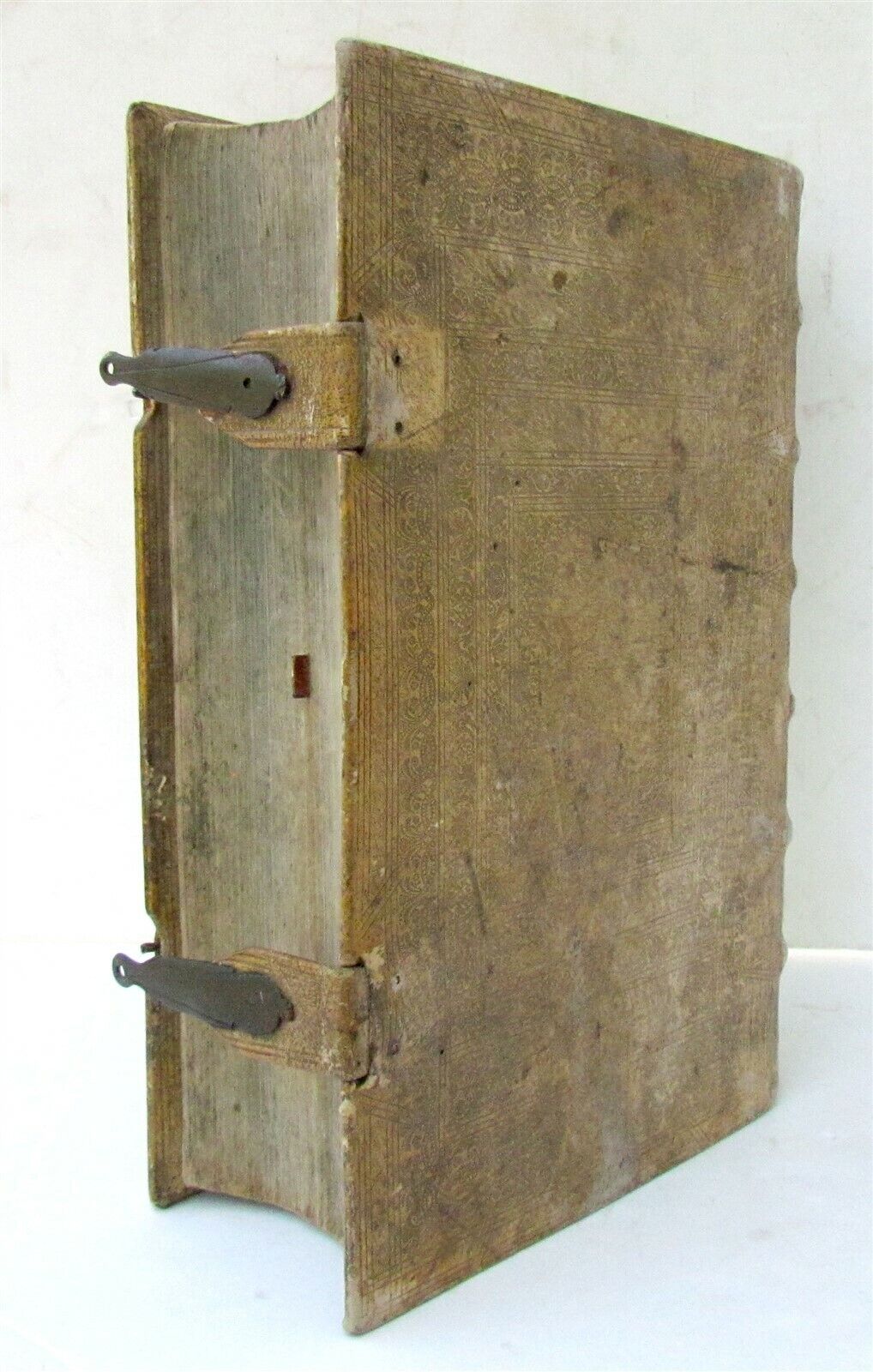 1737 LATIN GERMAN BIBLE AMAZING PIGSKIN BINDING MASSIVE FOLIO antique BIBLIA