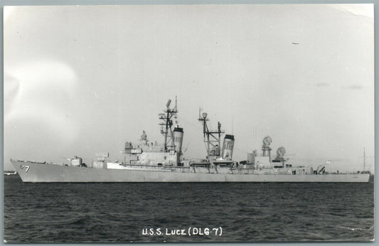 MILITARY SHIP USS LUCE VINTAGE REAL PHOTO POSTCARD RPPC