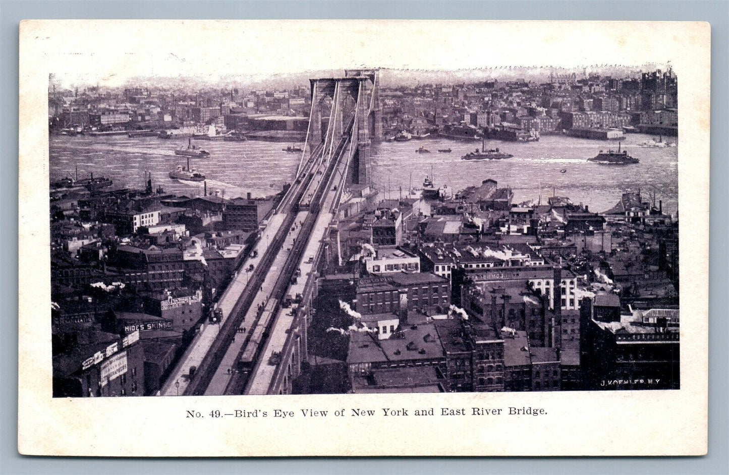 NEW YORK NY BIRD'S EYE VIEW ANTIQUE POSTCARD by J.KOEHLER #49