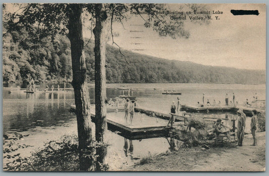 CENTRAL VALLEY NY SUMMIT LAKE SWIMMING & BOATING VINTAGE POSTCARD