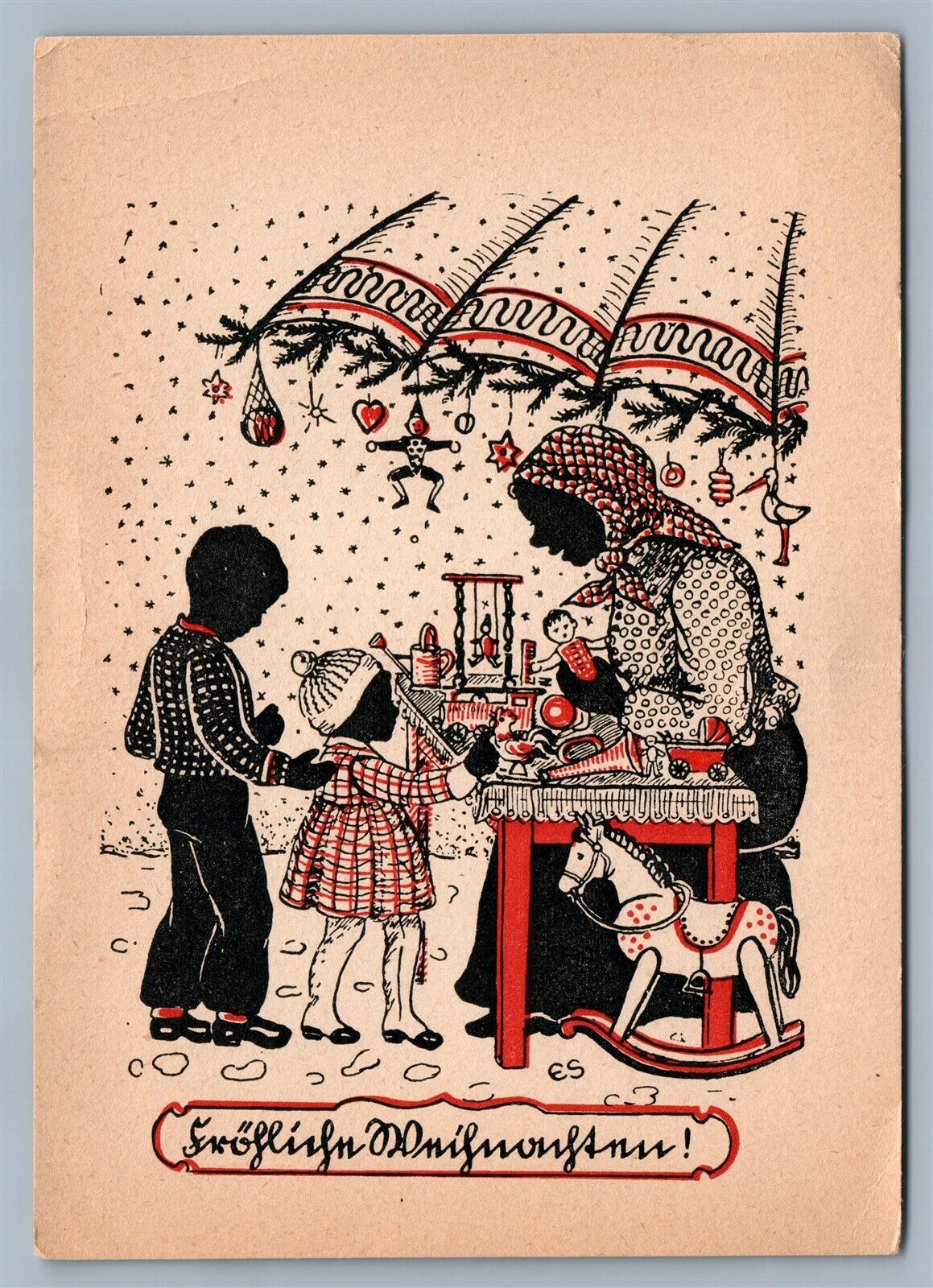 CHRISTMAS TOYS SELLER ANTIQUE POSTCARD