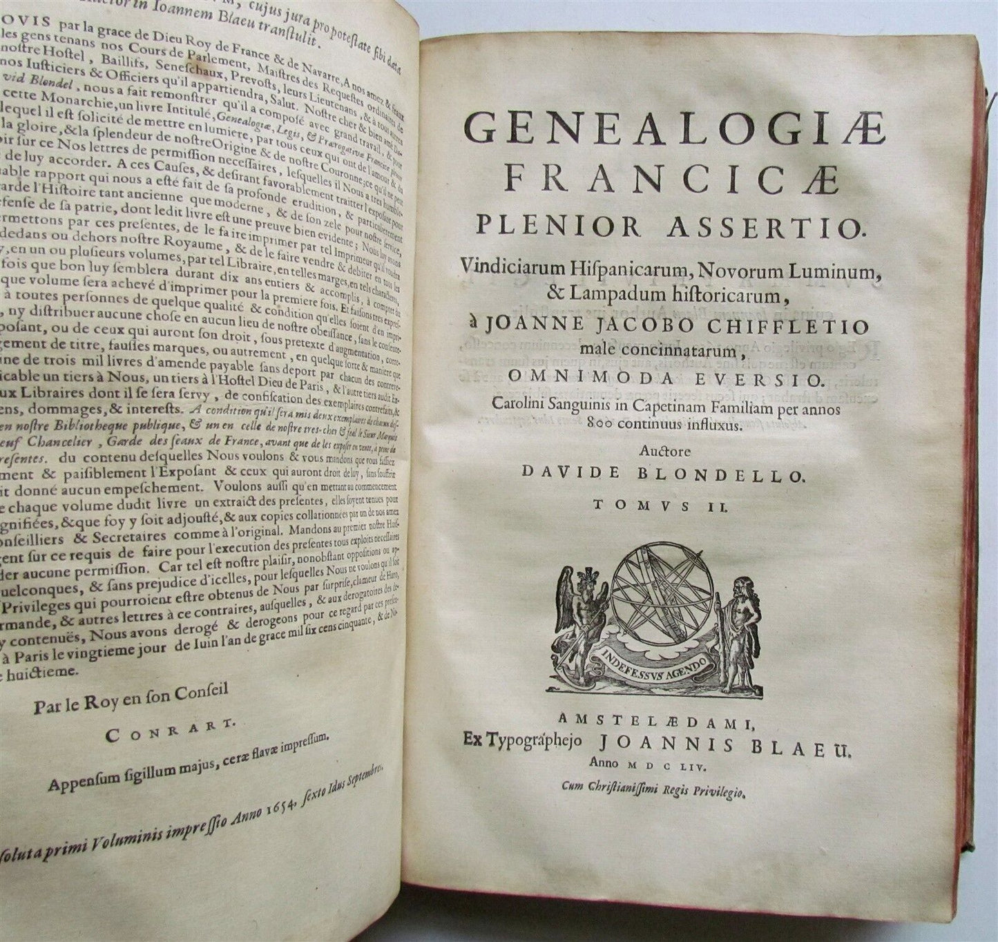 1654 HISTORY FRANCE D. BLONDEL Genealogiae Francicae VELLUM antique FOLIO MAPS