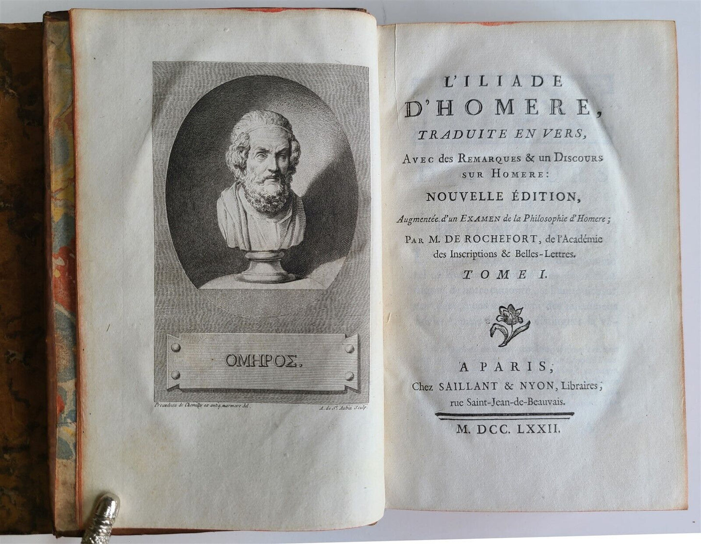 1772 HOMER ILIAD 2 volumes antique in FRENCH