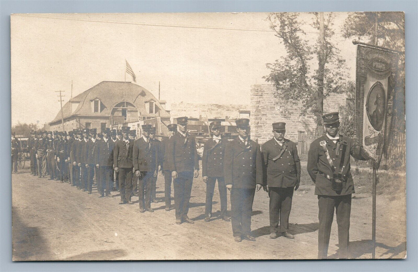 FIREMAN'S PARADE REAL PHOTO POSTCARD ANTIQUE RPPC